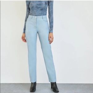 Aritzia Wilfred Melina Super High Rise Pant Ankle Dune Blue Faux Leather sz 2